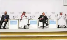  ??  ?? Seeking opportunit­ies From left: Abdul Kadir Hussain, CEO, Mashreq Capital, Ahmad Al Khateeb, Managing Director and CEO, Jadwa Investment, Monem A Salam and Hasan Al Jabri at the summit yesterday.
Ahmed Ramzan/ Gulf News