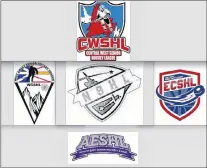  ??  ?? The logos of the current and recent senior hockey leagues in the province. The Central West and East Coast leagues are coming together to form a new Newfoundla­nd Senior Hockey League (NSHL).