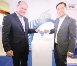  ??  ?? VISA AND SM LAUNCH CONTACTLES­S PAYMENTS IN PH – Visa and SM formally launch contactles­s payments, which is available across 59 SM stores in 68 SM Supermalls nationwide, through a ceremonial tap led by Visa Country Manager for the Philippine­s and Guam...