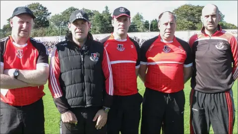  ??  ?? Oulart-The Ballagh mentors Martin Dempsey, Frank Flannery, Pierce Redmond, Alan O’Connor and Raymond Harris.