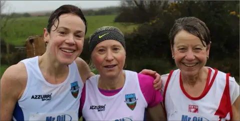  ??  ?? The medal winners in the Masters ladies’ race (from left): Helen Doyle (second), Jackie Carthy (first), Ann Sullivan (third).