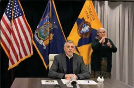  ?? FACEBOOK VIDEO SCREENSHOT ?? Oneida County Executive Anthony Picente speaking during a COVID- 19press briefing on Dec. 16, 2020