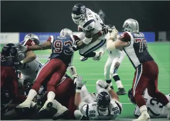  ?? TORONTO STAR FILE PHOTO ?? Ricky Williams, top, rushed for 97 yards on 18 carries and caught two passes for 24 yards in his first game with Toronto in 2006. However, he otherwise didn’t have a big impact in his one CFL season.