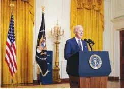  ?? AP PHOTO/PATRICK SEMANSKY ?? President Joe Biden speaks Friday during a virtual event with the Munich Security Conference from the East Room of the White House in Washington.