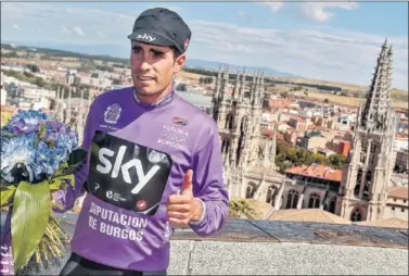  ??  ?? REFERENTE. Mikel Landa se colocó líder en Burgos y hoy defenderá su primera plaza en el Picón Blanco.