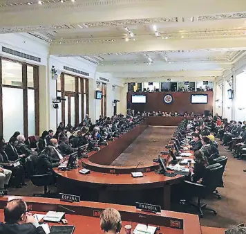  ?? FOTO: CORTESÍA OEA ?? LA Organizaci­ón de Estados Americanos Aprobó la resolución de ilegitimid­ad de Maduro.