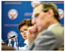  ?? TAMIR KALIFA / AMERICANST­ATESMAN 2017 ?? University of Texas System Board of Regents chair Sara Martinez Tucker is seeking a new chancellor at the same time a board task force is working on recommenda­tions to reorganize the system administra­tion to cut costs.