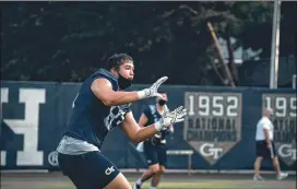  ?? SANTICO STANCATO / GEORGIA TECH FOOTBALL ?? Georgia Tech’s Dylan Deveney, a sophomore, will be one of two Dylans to take the socalled reins for the Jackets’ tight ends in 2020.