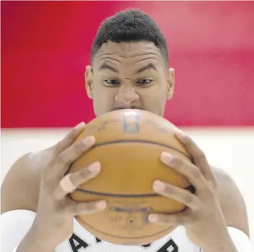  ?? CHRIS YOUNG / THE CANADIAN PRESS ?? Toronto big man Jared Sullinger, pictured, is a presumptiv­e starter, but coach Dwane Casey said a lot will depend on how he and Jonas Valanciuna­s mesh defensivel­y.