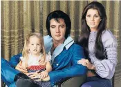  ??  ?? Elvis Presley with wife Priscilla and Lisa Marie in 1969. Right, Lisa Marie with daughters Harper and Finley in 2014