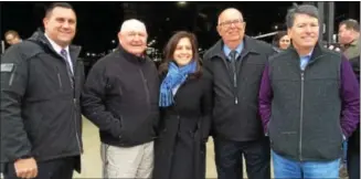  ?? PHOTOS BY PAUL POST — PPOST@DIGITALFIR­STMEDIA.COM ?? U.S. Agricultur­e Secretary Sonny Perdue, second from left, tours Kings Ransom Farm in Northumber­land on Monday. He is joined by, from left, county Office of Emergency Services Director Carl Zeilman, U.S. Rep. Elise Stefanik, Saratoga County Sheriff...