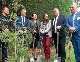  ?? BENN BATHGATE/ STUFF ?? MP Meka Whaitiri, third from left, at an event in Rotorua in May with members of the coalition government, from left, Waiariki MP Tamati Coffey, NZ First MP Fletcher Tabuteau, Prime Minister Jacinda Ardern, NZ First Cabinet Minister Shane Jones and Te Arawa kaumatua Monty Morrison.