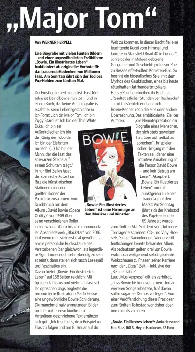  ??  ?? „Bowie. Ein illustrier­tes Leben“ist eine Hommage an den Musiker und Künstler.