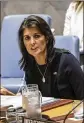  ??  ?? U.S. Ambassador Nikki Haley accused Russia on Monday of “actively working to undermine” internatio­nal sanctions against North Korea.