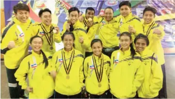  ??  ?? IMPRESSIVE MEDAL HAUL...the state squad is on the right track in its preparatio­n for Sukma 2016 based on their three golds, one silver and one bronze performanc­e in the 5th Dekan Cup in Indonesia recently.