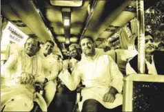  ??  ?? Congress Vice President Rahul Gandhi with JD U) leader Sharad Yadav, SP leader Akhilesh Yadav, CPI leader D Raja and RJD leader JP Yadav en route a public rally in Guntur PTI