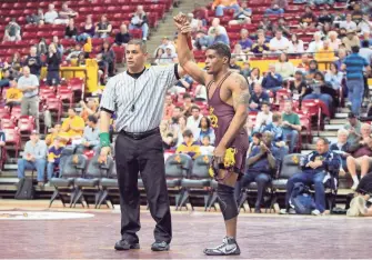  ?? REPUBLIC FILE PHOTO ?? Arizona State wrestler Anthony Robles, born without a right leg, was a three-time All-American at 125 pounds who went 36-0 in 2010-11 and won a national championsh­ip.