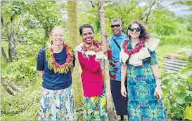  ?? Picture: SUPPLIED/ SUSANNAH HODSON ?? Australian High Commission’s First Secretary Susannah Hodson, left, Ana Malumuvatu and the Australian High Commission’s Developmen­t Counsellor, Joanna Houghton, at Ana’s family farm.