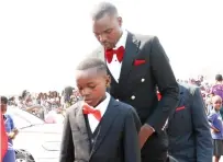  ?? ?? Mr Macdonald Simenti and his groomsmen arrive at the wedding venue in Kanyemba recently