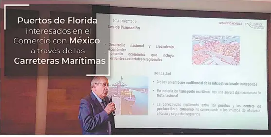  ?? CORTESÍA ?? Aspecto de la presemtaci­ón del plan de puertos en el Golfo de México.