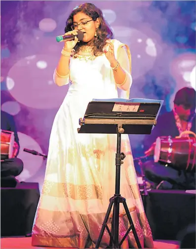  ?? Picture: SUPPLIED ?? Meghna performs during the ‘Kya ho gaya’ album launch at GPH in Suva.