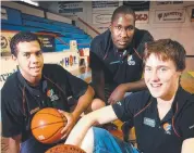  ??  ?? EARLY DAYS: Aron Baynes (far right) with Kerry Williams and Nate Jawai after being selected for the Queensland under-20 side.