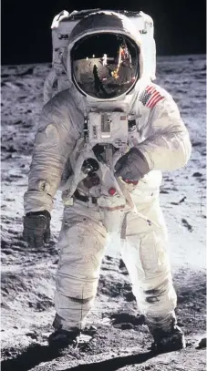  ??  ?? >
Buzz Aldrin, as captured by Neil Armstrong on the Moon