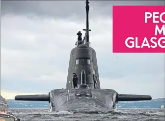  ??  ?? An Astute class sub in the Clyde, like the one being used to promote arms fair, can be fitted with Tomahawk missiles