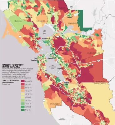  ?? BAY AREA NEWS GROUP ?? Source: UC Berkeley’s CoolClimat­e Network and Bay Area Air Quality Management District