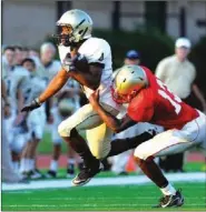  ?? DANIEL VARNADO \ staff ?? Calhoun's Tydus Curtis (left) tries to run out of the tackle of a Rome defender during the team's scrimmage on Aug. 16. Curtis and the Jackets open the season on Friday at home against Ridgeland.