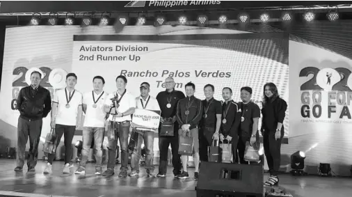  ??  ?? RANCHO Palos Verdes Golf and Country Club team 1 on its third place finish in the Aviators division. Its members are Jing Tan, EJ Casintahan, Roderick Lo, Christophe­r Tan, Ronald Galicia, Jean Paul Marfori, Addy Briones, Leo Yap, Jong Tan Jr. and Makmod Mending.