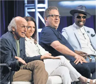  ?? CHRIS PIZZELLO, INVISION/ AP ?? Actor/ creator/ executive producer Larry David, left, Susie Essman, actor/ executive producer Jeff Garlin and J. B. Smoove are bringing Curb Your Enthusiasm back to HBO. The new 10- episode season takes place six years later.