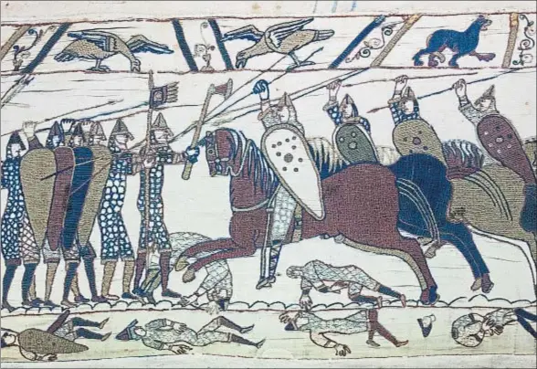  ?? WALTER BIBIKOW / GETTY ?? Joya textil. El tapiz de Bayeux es una joya del arte medieval que relata la victoria de los normandos en la
batalla de Hastings