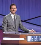  ?? ASSOCIATED PRESS ?? Aaron Rodgers is in his second week of guest hosting the popular game show “Jeopardy!”