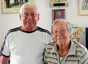  ??  ?? Esme Ganley with one of her sons, Peter, on her 100th birthday.