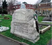  ?? (Courtesy Jim Linwood) ?? ■ Right: The impressive gravestone that marks the lasting resting place of Frederick Hitch VC. The wounds that Hitch suffered at Rorke’s Drift were so severe that he was discharged from the Army. He then moved from job to job, generally being unable to perform manual work due to the damage to his arm. He eventually found work as a cabbie. Following his death in January 1913, Hitch was buried with full military honours at St Nicholas’ Church, Chiswick.