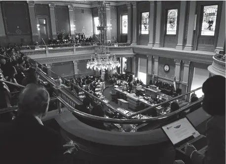  ?? Hyoung Chang, The Denver Post ?? Here is Colorado’s Senate chamber on the opening day of the 72nd General Assembly at the state Capitol in Denver on Jan. 4. Companies, interest groups and even government agencies hire lobbyists to represent their interests at the Capitol.