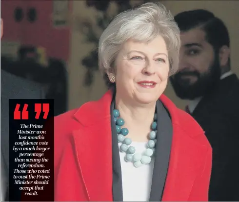  ??  ?? NATIONAL INTEREST: Theresa May’s proposed Brexit deal offers a chance to move forward, honouring the will of the people and clearing the way for new trade deals.