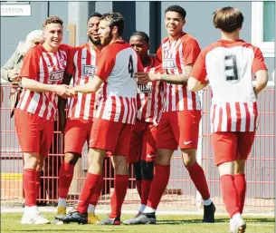  ?? PIC: Garry Griffiths ?? MAIN MAN: Michael Reeve celebrates his goal as the hosts go 3-1 ahead