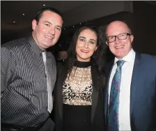  ?? Tim O’Rourke, Kerry Wellsbury and Brian Shanahan at the Austin Stacks Centenary Gala Ball on Saturday night. ??