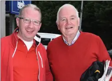  ??  ?? Fergal Cronin and Derry Murphy from Mourneabbe­y ‘up for the match’ last Sunday.