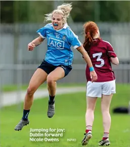  ?? INPHO ?? Jumping for joy: Dublin forward Nicole Owens