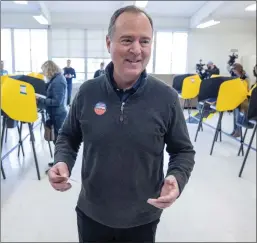  ?? HANS GUTKNECHT — STAFF PHOTOGRAPH­ER ?? Rep. Adam Schiff after casting his ballot at the McCambridg­e Recreation Center in Burbank on Tuesday. He appeared to have secured his spot in a November runoff.