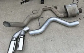  ??  ?? For the exhaust side of things, the dual-exit single-sided 4-inch Dpf-back exhaust from MBRP was selected for its perfect fitment and awesome dual 5-inch stainless tip look. The 409-stainless piping comes with a lifetime warranty and fits using all...