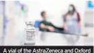  ??  ?? A vial of the AstraZenec­a and Oxford University coronaviru­s vaccine