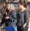  ?? DAVID ROSSITER, THE CANADIAN PRESS ?? Amanda Blanchette, right, sister of victim Terry Blanchette, arrives at the courthouse in Lethbridge, Alta., on Wednesday.