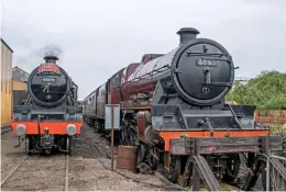  ?? MARTYN TATTAM ?? Here’s one we did earlier… Kolhapur quietly waits its turn at Tyseley during the June 27 2019 open day alongside classmate No. 45596 Bahamas, which was overhauled at the Birmingham workshop in 2018.