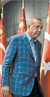  ?? TOLGA BOZOGLU/EPA ?? Turkish President Recep Tayyip Erdogan departs Sunday after declaring victory for the “yes” vote in a referendum.