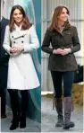  ??  ?? Right: in the Reiss coat she’s had for 12 years, and casual-chic in Penelope Chilvers flat boots