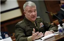  ?? GEtty IMaGES FILE PHotoS ?? DIDN’T TAKE ADVICE: General Kenneth McKenzie Jr., USMC commander, U.S. Central Command, responds to questions during a House Armed Services Committee hearing on the conclusion of military operations in Afghanista­n on Sept. 29 in Washington, D.C.